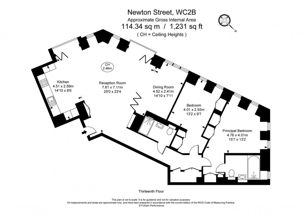 Floorplan for Hexagon Apartments, Parker Street WC2B