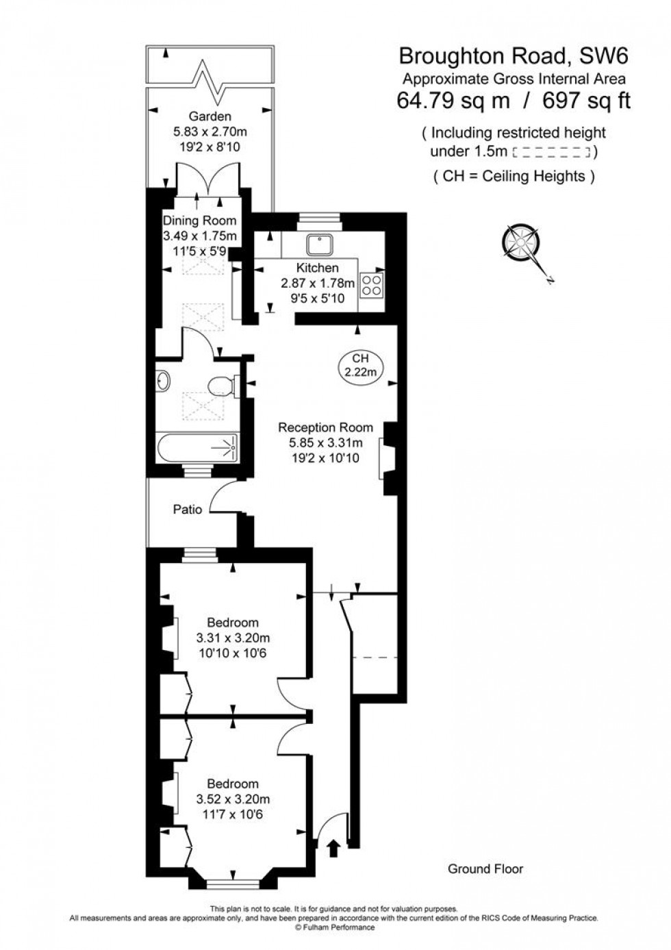 Floorplan for Broughton Road, Fulham, London SW6