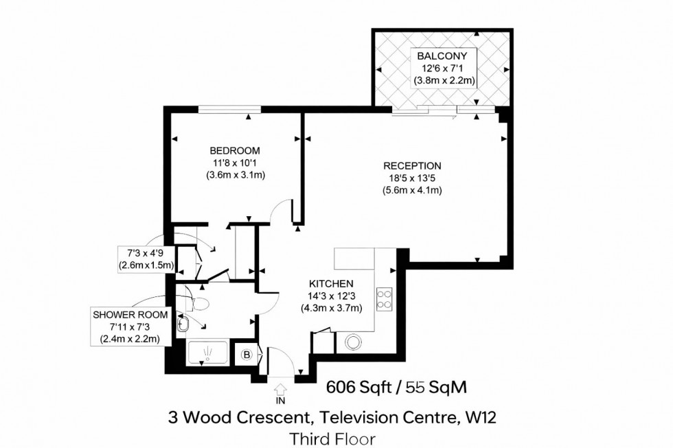 Floorplan for 3 Wood Crescent, Television Centre W12